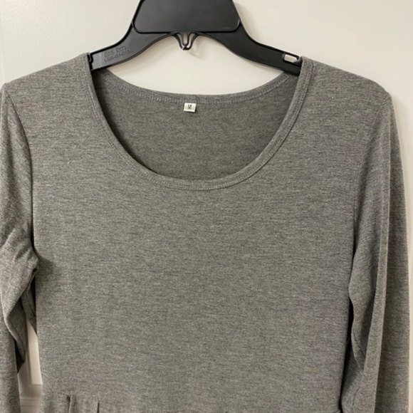 Women's Long Sleeve Pleated Shirt Dress. Dark Gray. Medium. Dark Academia. - Picture 6 of 13